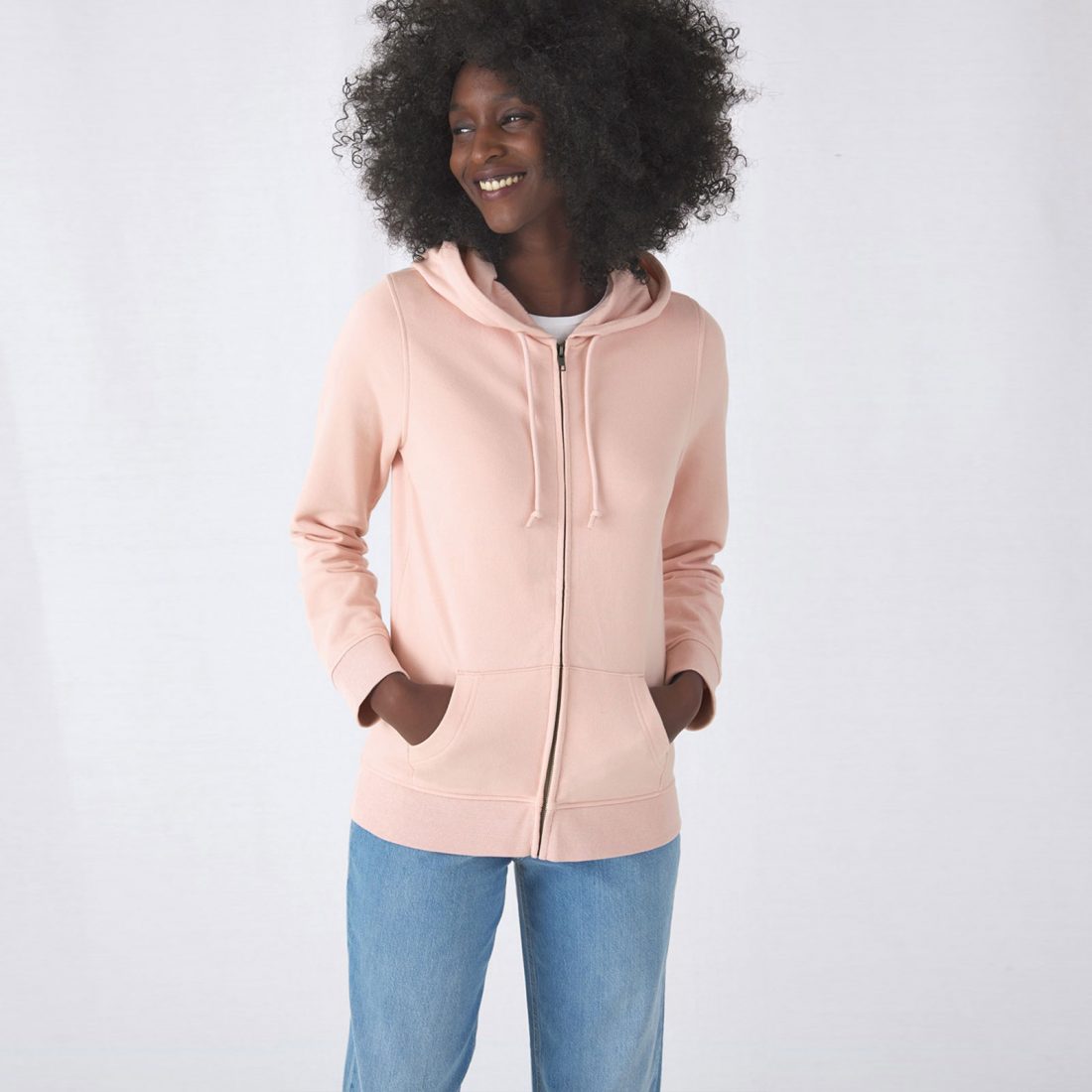 Ženska majica sa kapuljačom Organic Zipped Hood B&C